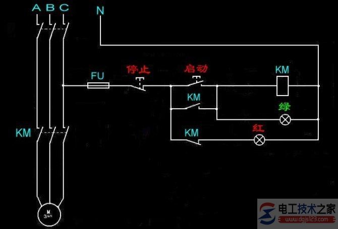 三相电念头直接启动控制线路图